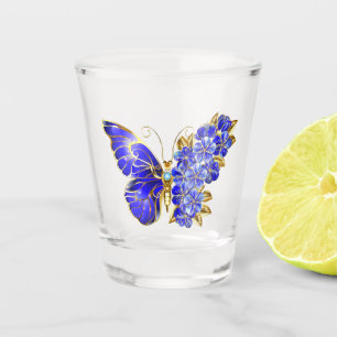 Blauer Saphir Schmetterling Schnapsglas