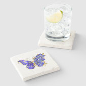 Blauer Saphir Schmetterling Steinuntersetzer (Seitenansicht)
