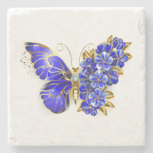 Blauer Saphir Schmetterling Steinuntersetzer