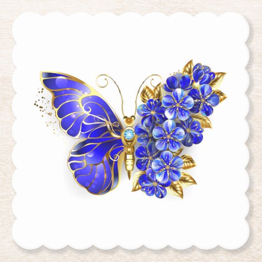 Blauer Saphir Schmetterling Untersetzer (Vorderseite)