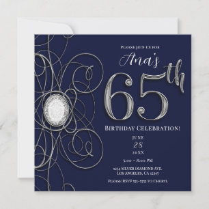 Blauer Saphir & Silberdiamant 65 65. Geburtstag Einladung