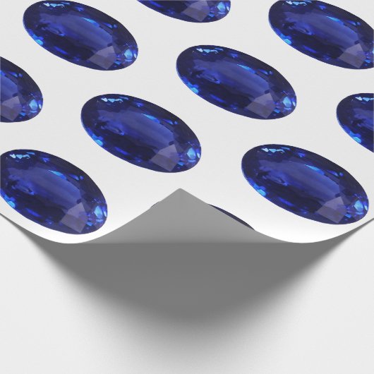 Blauer Saphir Umhüllungspapier Oval geschnitten Ed Geschenkpapier (Ecke)
