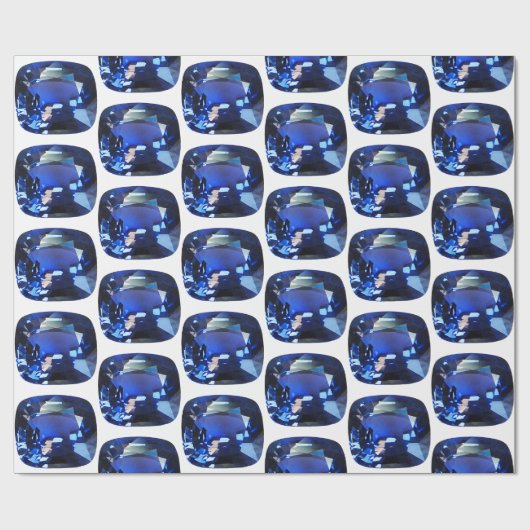 Blauer Saphir Wrapping Papier Kissen Edelstein Geschenkpapier (Flach)