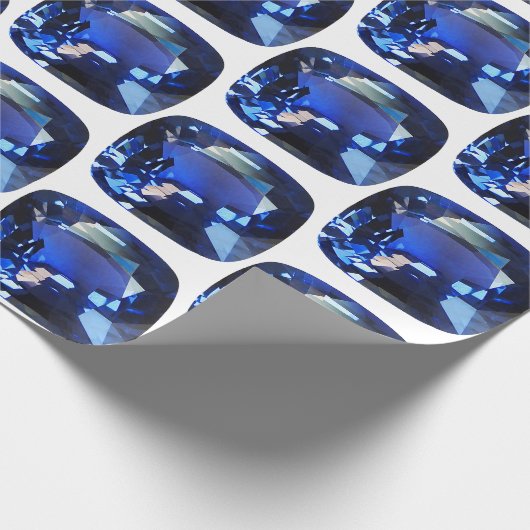 Blauer Saphir Wrapping Papier Kissen Edelstein Geschenkpapier (Ecke)