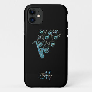 Blauer Saxophone-personalisierter Musik iPhone 5 Case-Mate iPhone Hülle