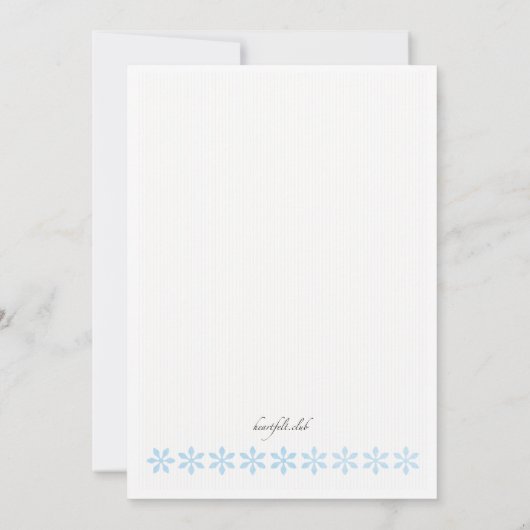 Blauer Schablone-Blumen-Rahmen Einladung (Rückseite)