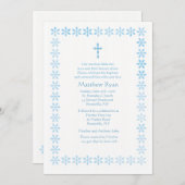 Blauer Schablone-Blumen-Rahmen Einladung (Vorne/Hinten)