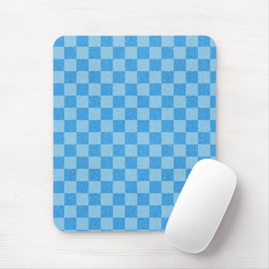 Blauer Schachbrett-Glitter Mousepad (Mit Mouse)