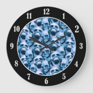 Blauer Schädel Große Wanduhr