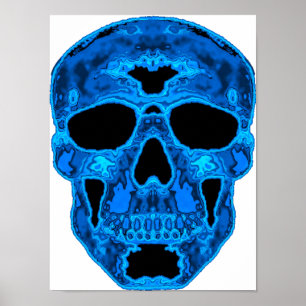 Blauer Schädel-Horror Poster