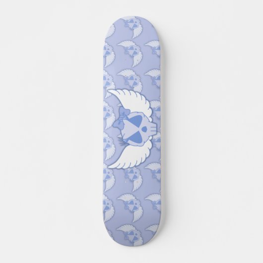 Blauer Schädel mit Wellenreitbrett Skateboard (Vorne)