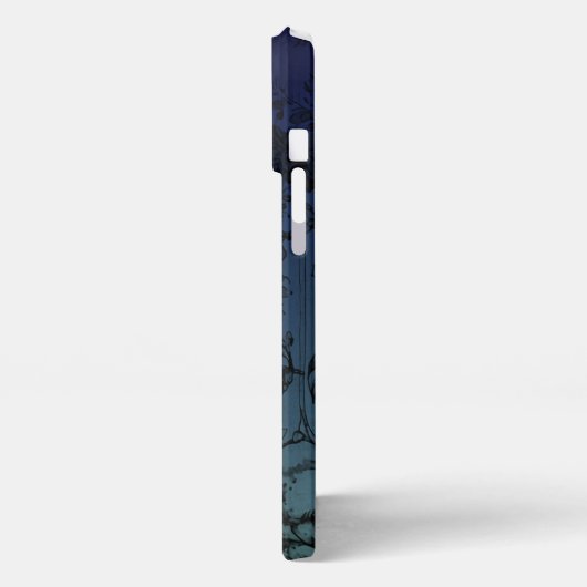 Blauer Schädel und Blumen iPhone Hülle (Linke Seite)