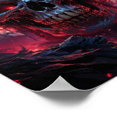 Blauer Schädel vor roter und Lila Beleuchtung Poster (Ecke)