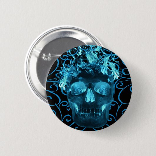 Blauer Schädelknopf Button (Vorne & Hinten)