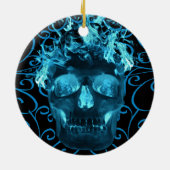 Blauer Schädelverzierung Keramikornament (Hinten)