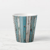 Blauer Schälzzaun aus Holz Milchtasse (Vorderseite)