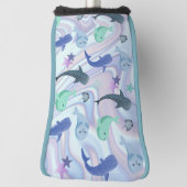 Blauer Schattenhai auf Gradientengalaxie Golf Headcover (Rotieren 90)