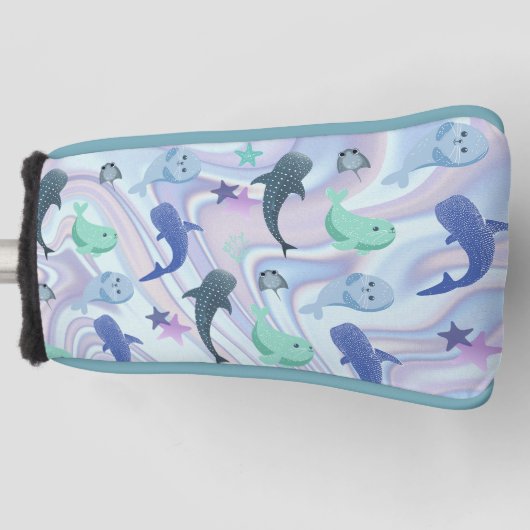 Blauer Schattenhai auf Gradientengalaxie Golf Headcover (Vorderseite)