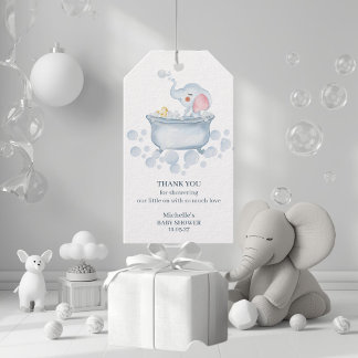Blauer Schaumbad Baby-Tier Shower Geschenkanhänger