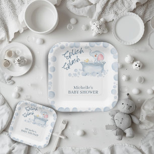 Blauer Schaumbad-Tier-Baby-Party Pappteller