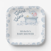 Blauer Schaumbad-Tier-Baby-Party Pappteller (Vorderseite)