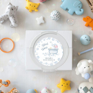 Blauer Schaumbad-Tier-Baby-Party Runder Aufkleber