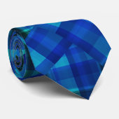 Blauer Scheckkreuz Tartan, Krawatte (Gerollt)