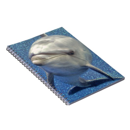 Blauer Schein-Delphin mit Diamant-Monogramm Notizblock (Rechte Seite)