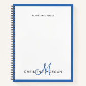 Blauer, schick-minimalistischer Monogramm-Name Notizblock (Vorderseite)