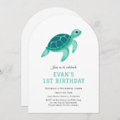 Blauer Schildkröte unter dem Meer Einladung zum 1. (Vorne/Hinten)