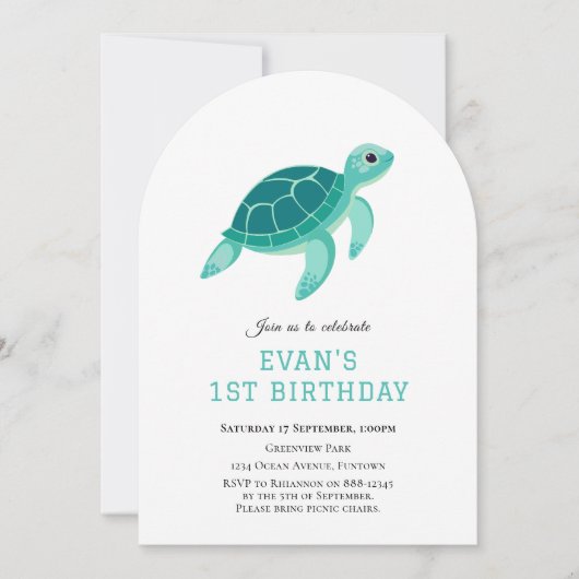 Blauer Schildkröte unter dem Meer Einladung zum 1. (Vorderseite)