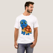 Blauer Schildkröten-Aufkleber T-Shirt (Vorne ganz)