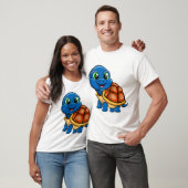 Blauer Schildkröten-Aufkleber T-Shirt (Unisex)