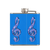 Blauer schillernder funkelnd Musiknoten Flachmann (Rückseite)