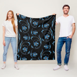 Blauer Schimmer Floral 2 Fleecedecke
