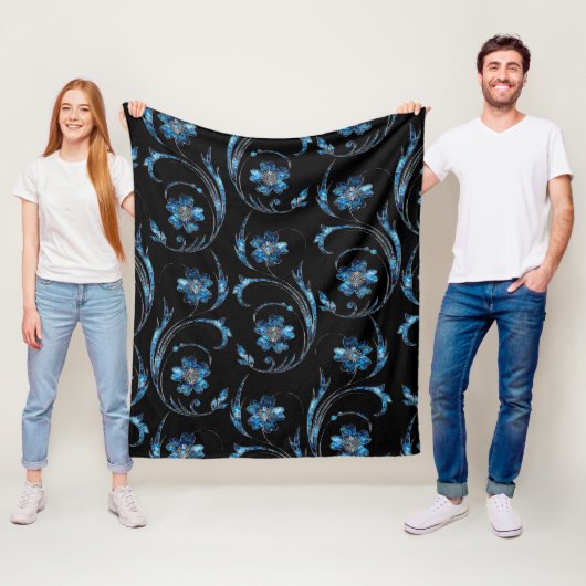 Blauer Schimmer Floral 2 Fleecedecke (Beispiel)