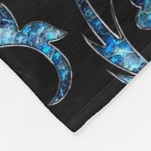 Blauer Schimmer Floral 2 Fleecedecke (Ecke)