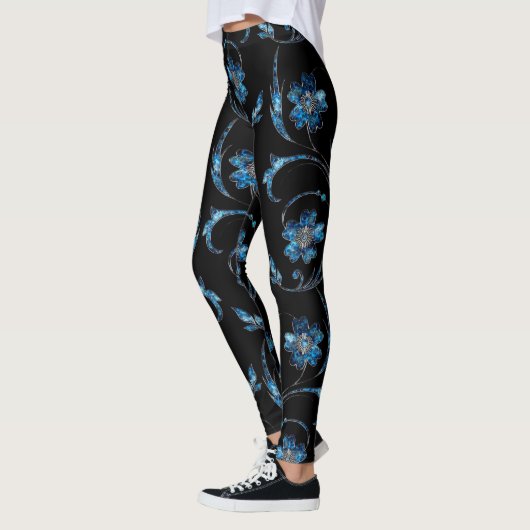 Blauer Schimmer Floral 2 Leggings (Links)
