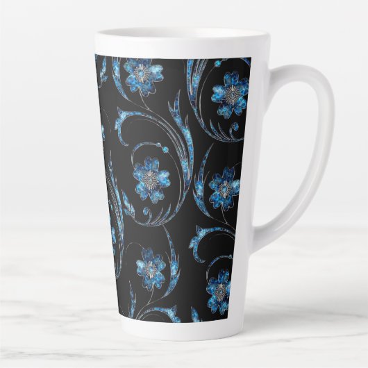 Blauer Schimmer Floral 2 Milchtasse (Rechts)