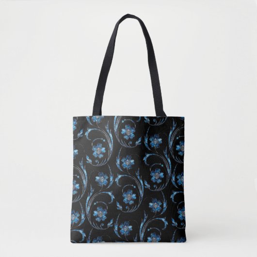 Blauer Schimmer Floral 2 Tasche (Vorderseite)