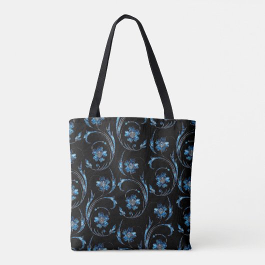 Blauer Schimmer Floral 2 Tasche (Rückseite)