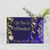 Blauer Schimmer Soiree Silvester Einladung (Stehend Vorderseite)