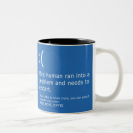 Blauer Schirm des Todes - Kaffee-Fehler Zweifarbige Tasse