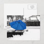 Blauer Schirm Postkarte (Vorne/Hinten)