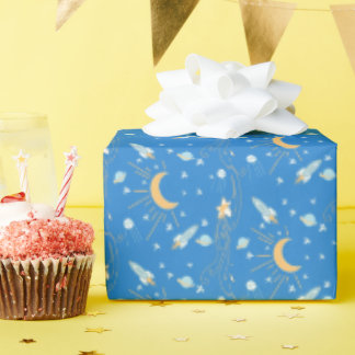 Blauer schläfriger Mond Geschenkpapier