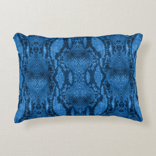 Blauer Schlangenhautdruck Dekokissen