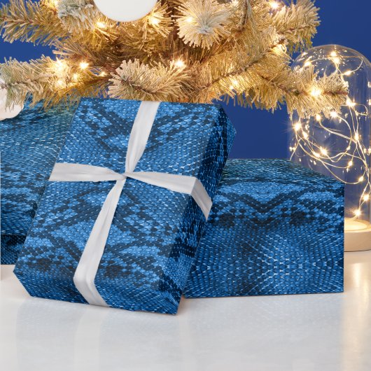 Blauer Schlangenhautdruck Geschenkpapier (Feiertage)