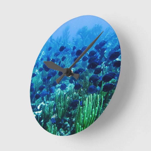 Blauer Schleier Runde Wanduhr (Winkel)