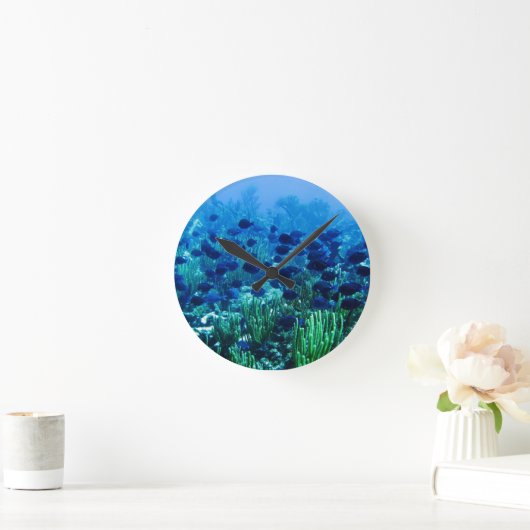 Blauer Schleier Runde Wanduhr (Zuhause)