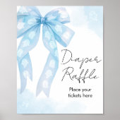 Blauer Schleife Little Boo Baby Shower Windel-Raff Poster (Vorne)